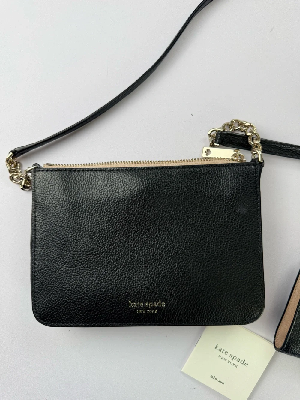 Kate Spade New York Black Pebbled Leather Shoulder Bag & Wallet Set Classic